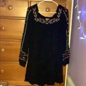 Black floral embroidered dress
